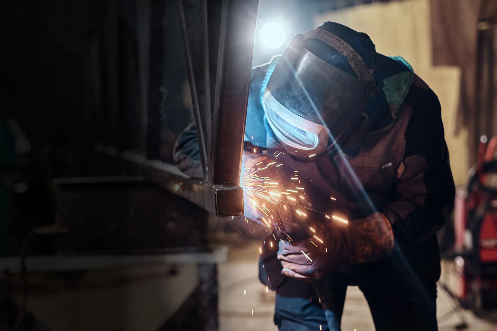 man wearing welding gear, workwear